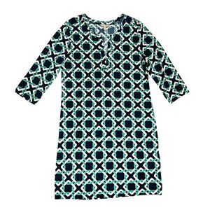 Banana Republic Women's Size M Shift Dress Blue Turquoise 3/4 Sleeve Mini-Knee